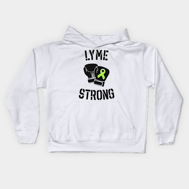 Lyme Disease Strong Fighter Warrior Green Awareness Ribbon Kids Hoodie by 14thFloorApparel